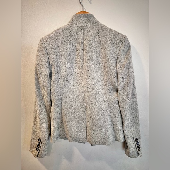 Veronica Beard Farley Wool Tweed Gray Blazer Dickey Jacket Upcollar Size 0 Coat - Picture 6 of 7